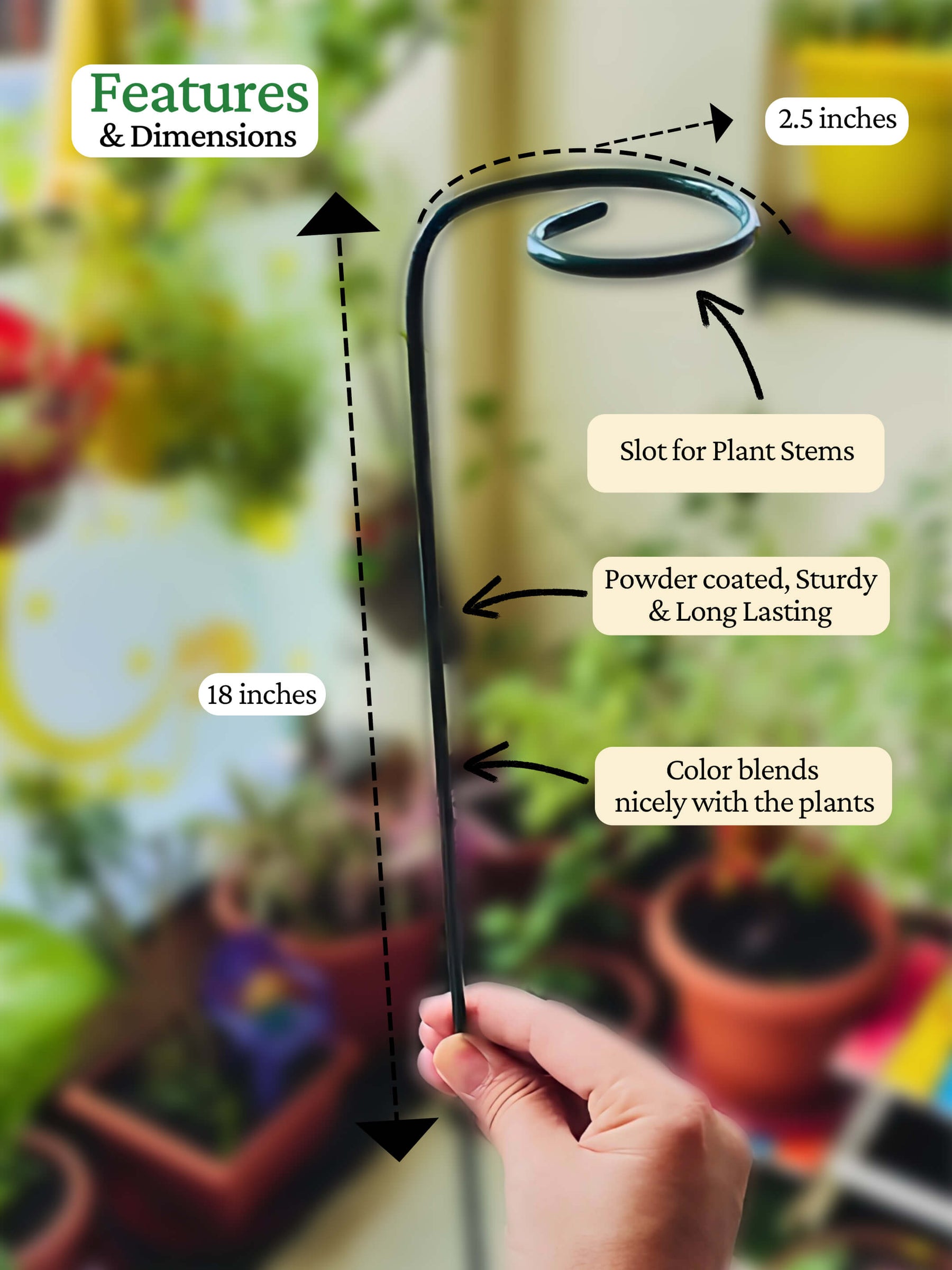 Metal Plant Stakes for Plant Support - 18 inches