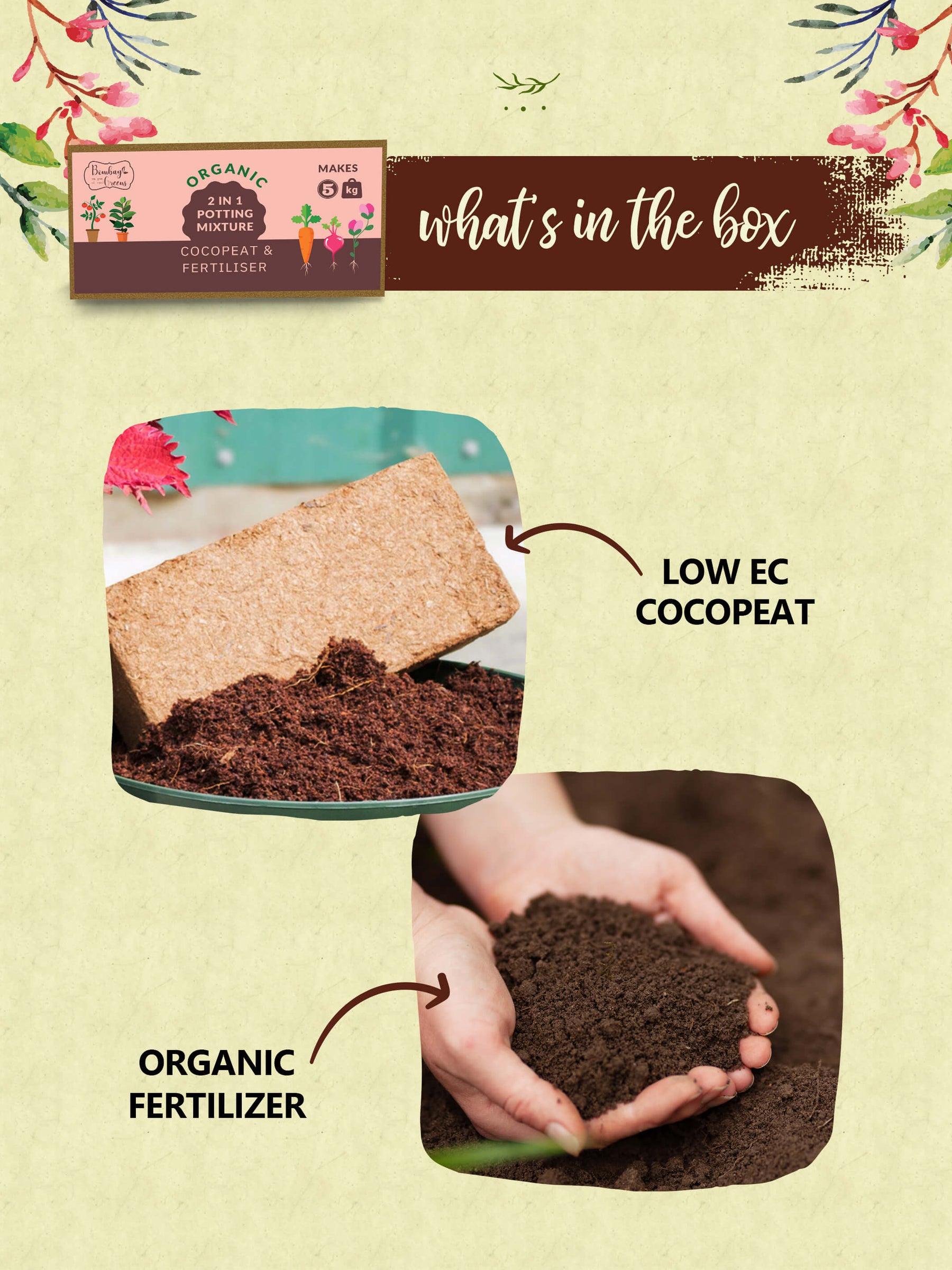 2 in 1 Soil less Potting Mix with Cocopeat & Fertilizer