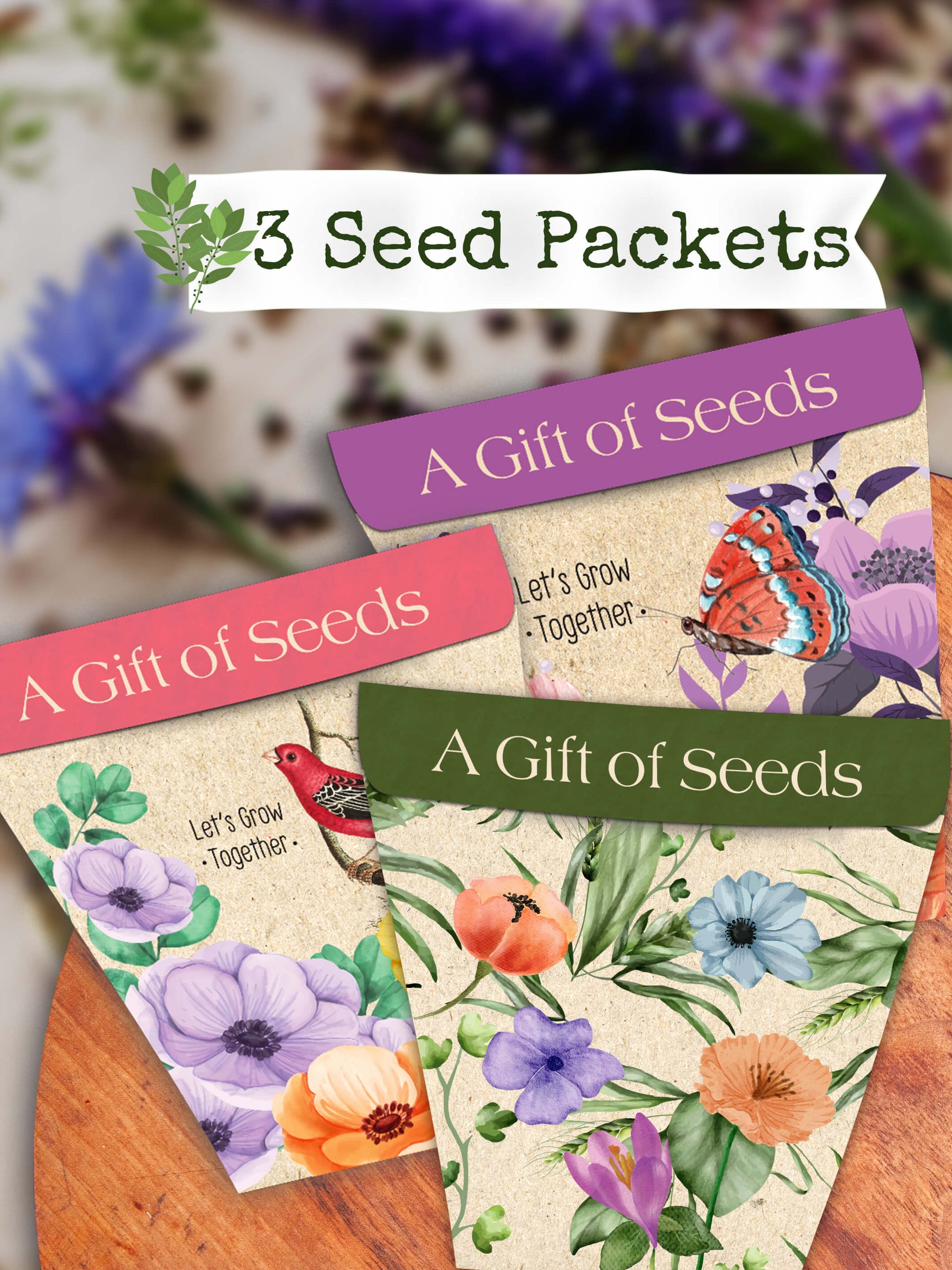 Seed Sowing Gift Kit for Plant Lovers - 3 Seeds & 3 Plant Tags