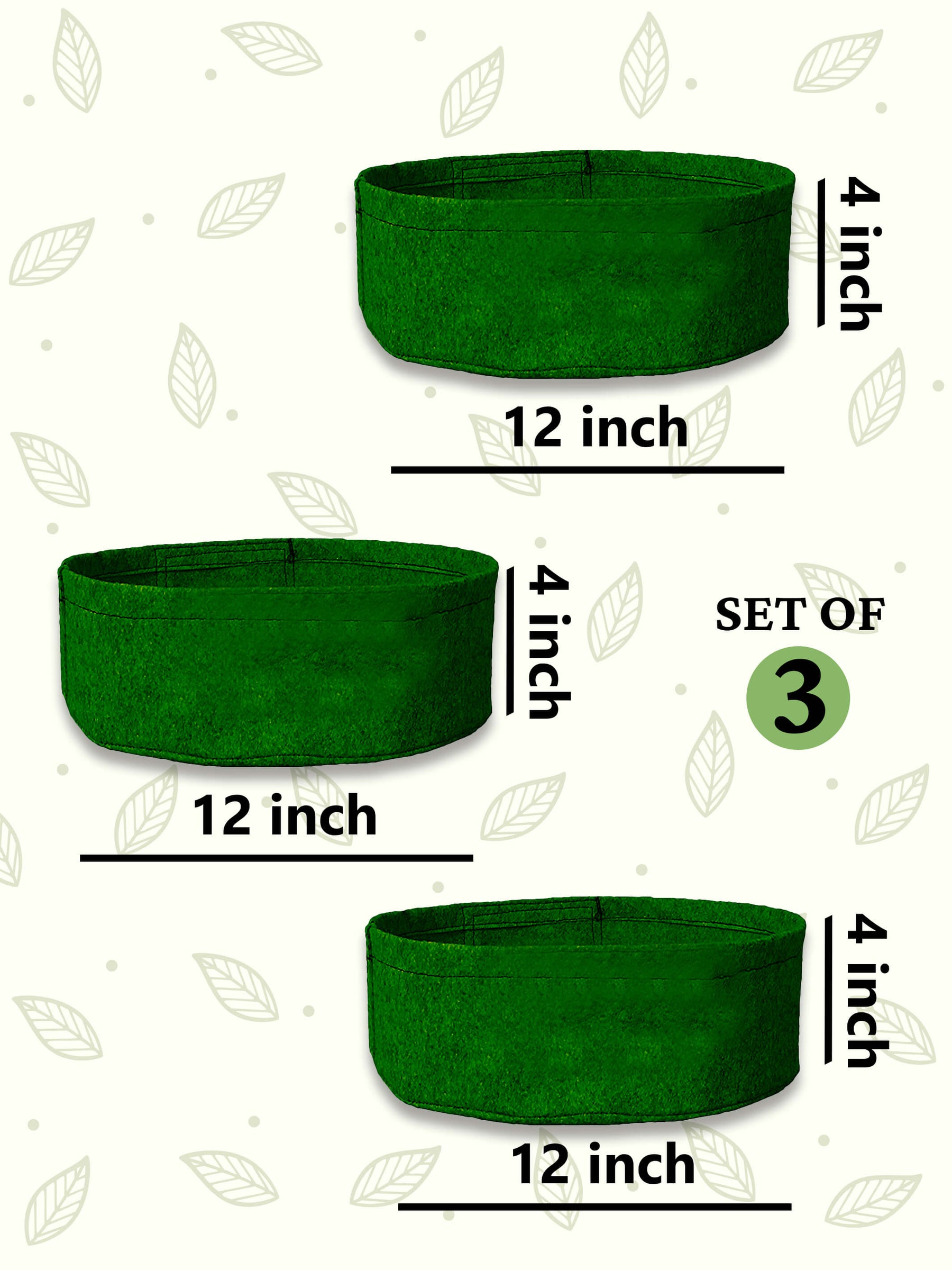 12x4 Grow Bag | Eco-Friendly Geo Fabric - (Combo of 3)