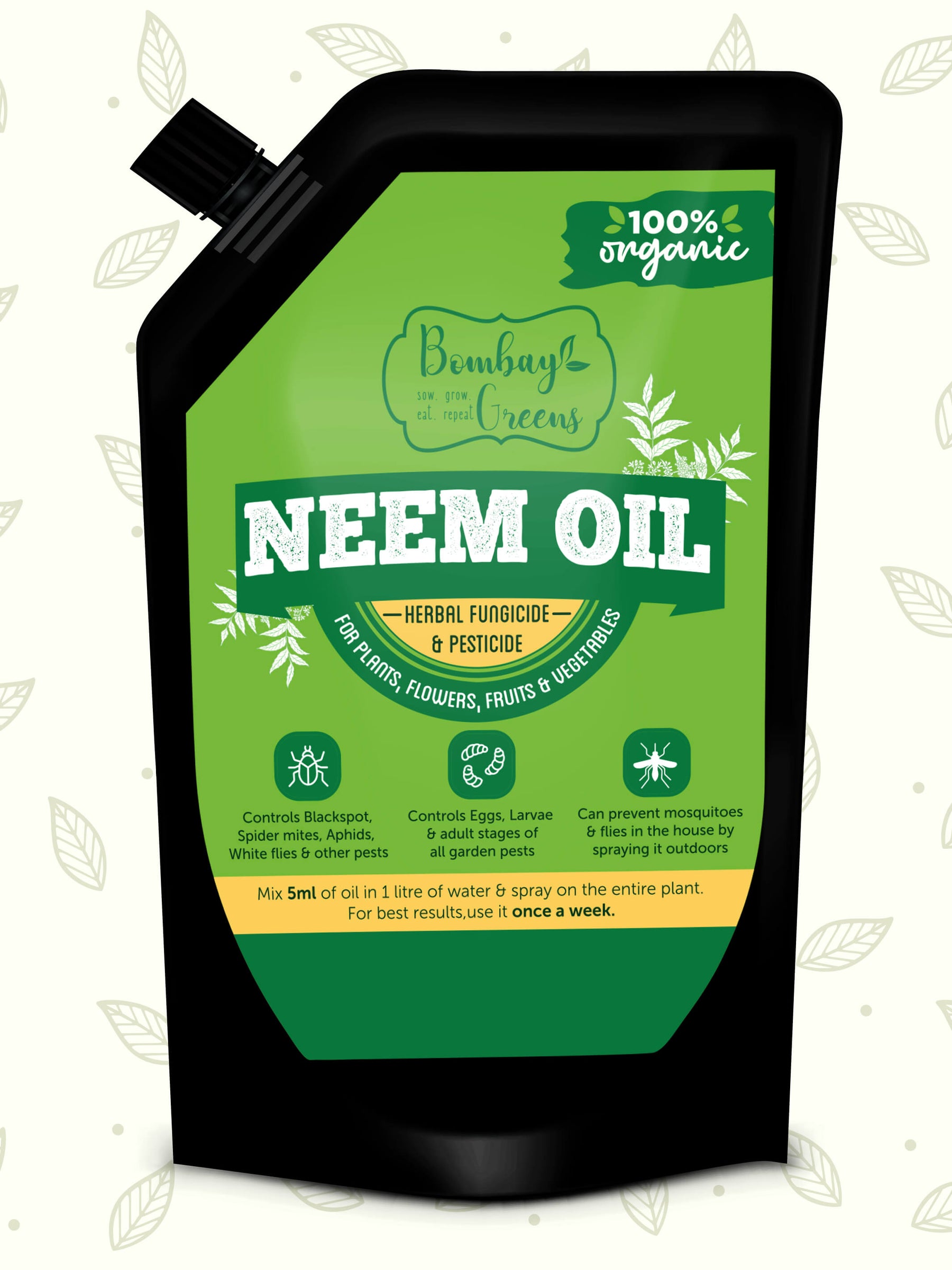 Cold Pressed Organic Neem Oil, 100% Herbal Pesticide - 250 ML