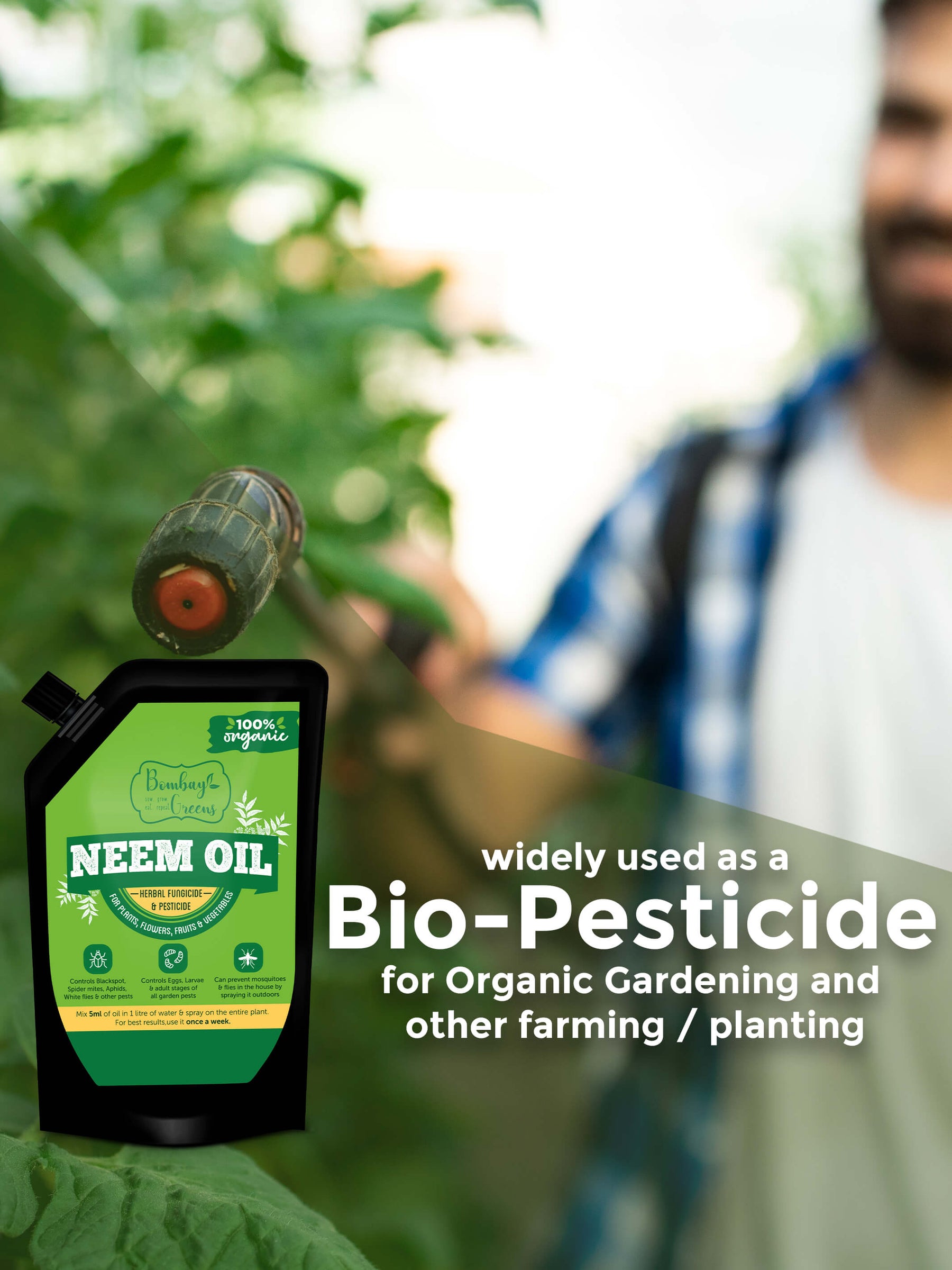 Cold Pressed Organic Neem Oil, 100% Herbal Pesticide - 250 ML